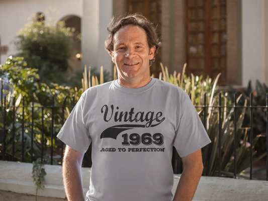 Vintage Aged to Perfection 1969, Grau, Herren-Kurzarm-Rundhals-T-Shirt, Geschenk-T-Shirt 00346