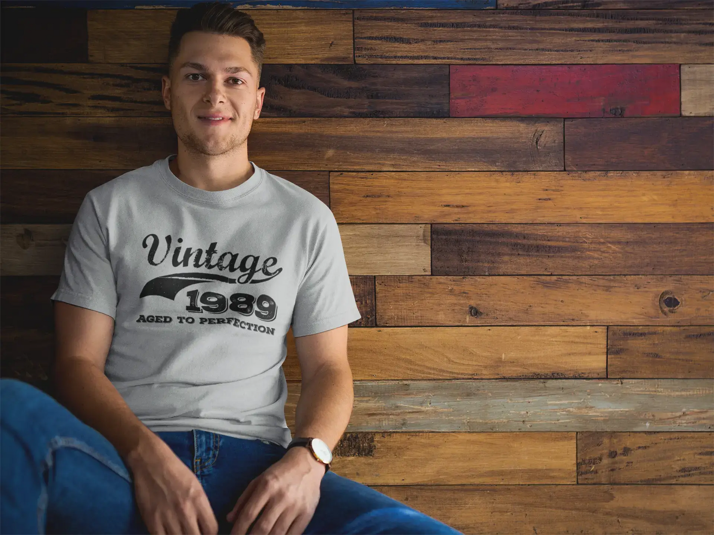 Homme Tee Vintage T Shirt Vintage Aged to Perfection 1989