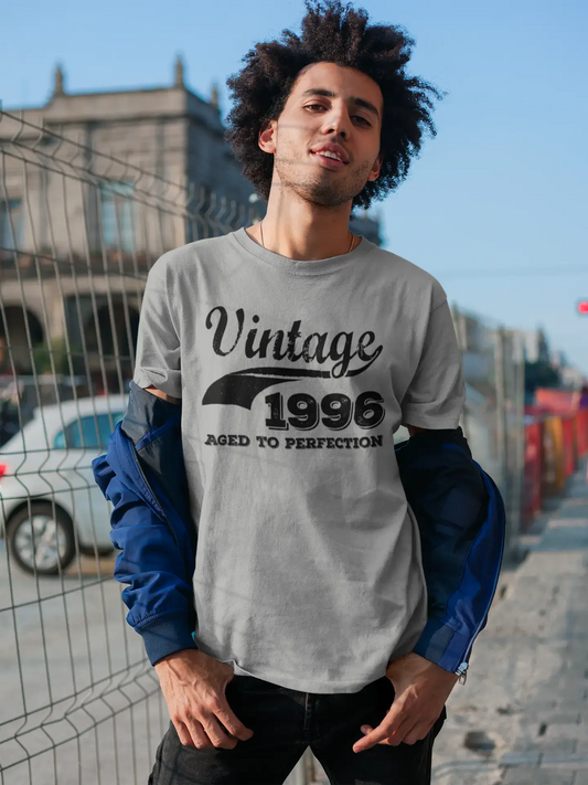 Vintage Aged to Perfection 1996, Gris, T-shirt à manches courtes et col rond pour hommes, t-shirt cadeau 00346