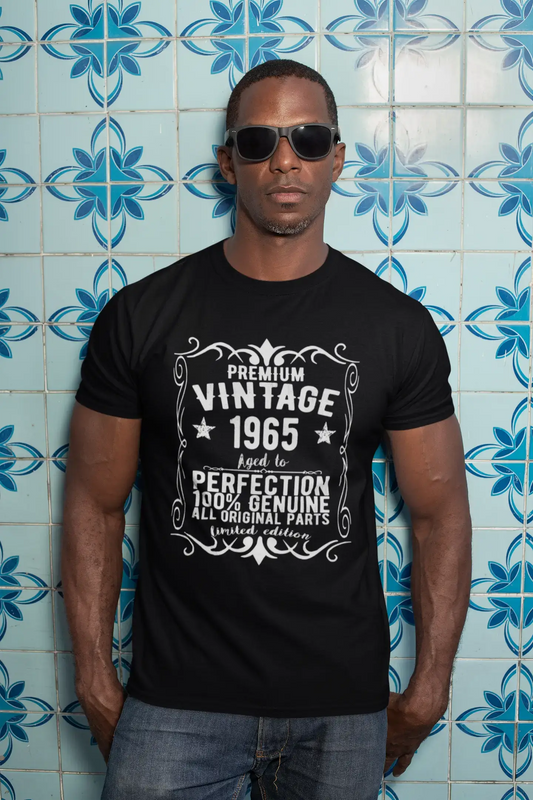 Premium Vintage Jahr 1965, Schwarz, Herren Kurzarm-Rundhals-T-Shirt, Geschenk-T-Shirt 00347