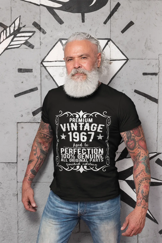 Premium Vintage Jahr 1967, Schwarz, Kurzarm-Rundhals-T-Shirt für Herren, Geschenk-T-Shirt 00347