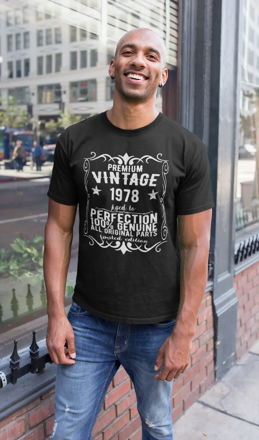 Premium Vintage Jahr 1978, Schwarz, Kurzarm-Rundhals-T-Shirt für Herren, Geschenk-T-Shirt 00347