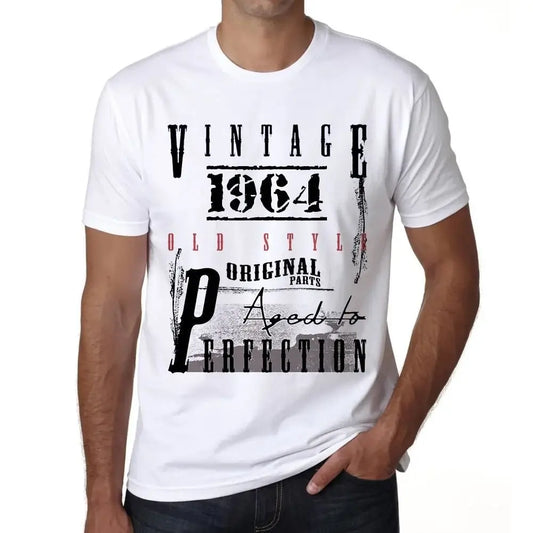 Men's Graphic T-Shirt Original Parts Aged to Perfection 1964 60th Birthday Anniversary 60 Year Old Gift 1964 Vintage Eco-Friendly Short Sleeve Novelty Tee