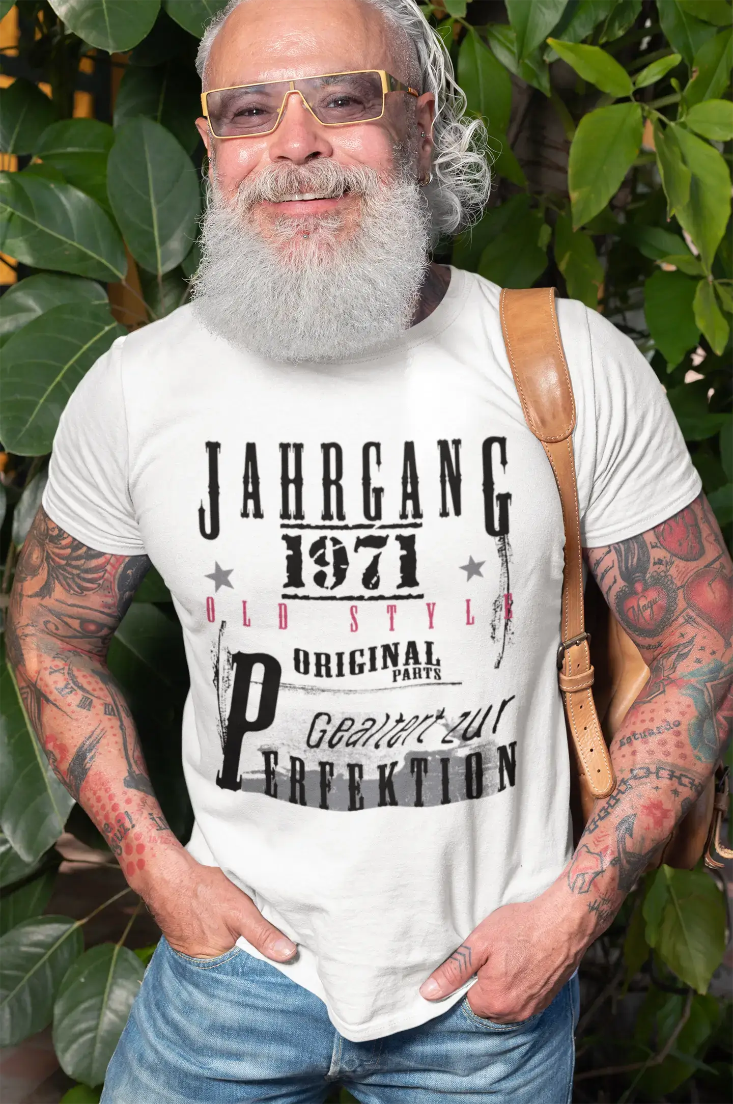Jahrgang Geburtstag 1971, Herren Kurzarm-Rundhals-T-Shirt, Geschenk-T-Shirt 00350
