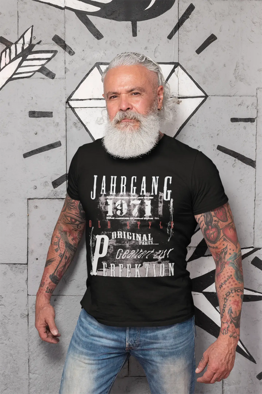 Jahrgang anniversaire 1971, noir, T-shirt à manches courtes et col rond pour hommes, t-shirt cadeau 00352