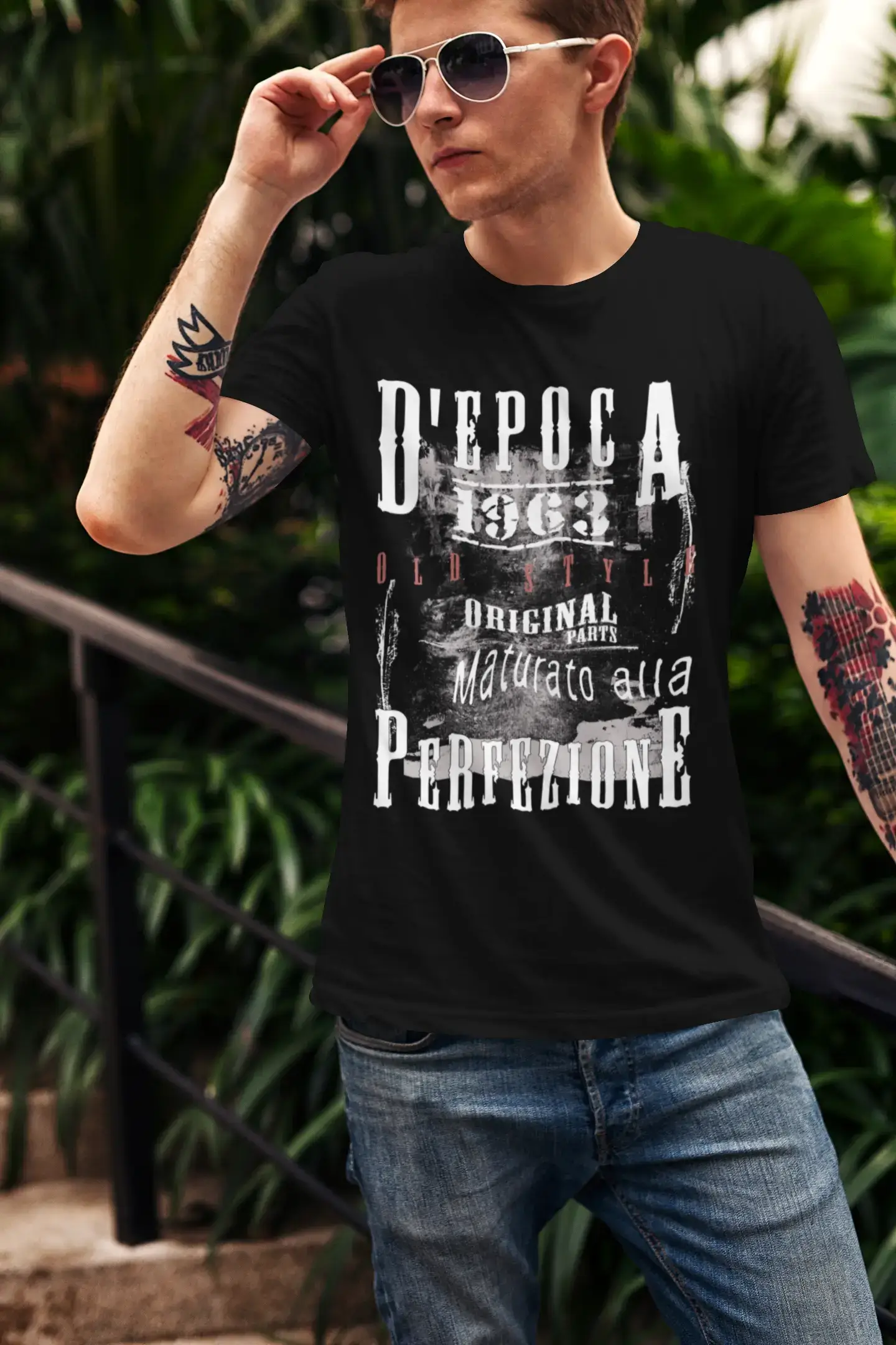 Aged to Perfection, Italienisch, 1963, Schwarz, Herren-Kurzarm-Rundhals-T-Shirt, Geschenk-T-Shirt 00355