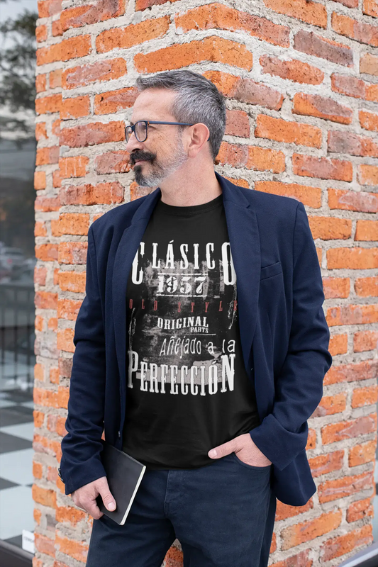 Aged To Perfection, espagnol, 1957, noir, T-shirt à manches courtes et col rond pour hommes, t-shirt cadeau 00359