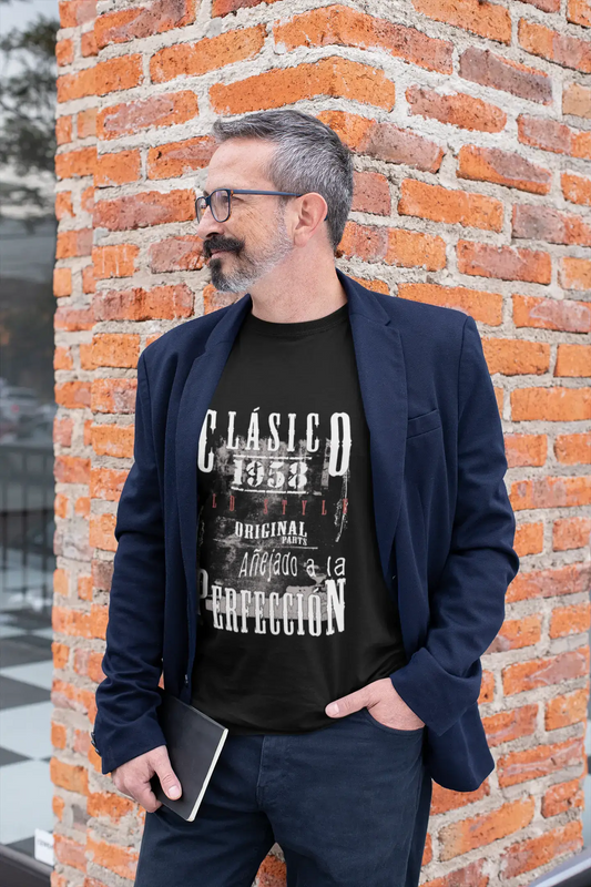Aged To Perfection, espagnol, 1958, noir, T-shirt à manches courtes et col rond pour hommes, t-shirt cadeau 00359