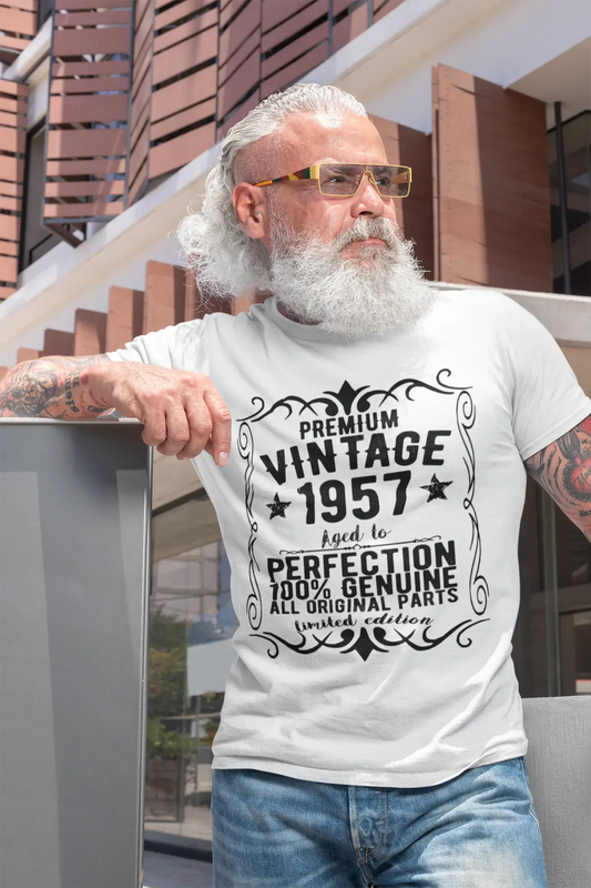Premium Vintage Year 1957, White, Men's Short Sleeve Round Neck T-shirt, gift t-shirt 00349
