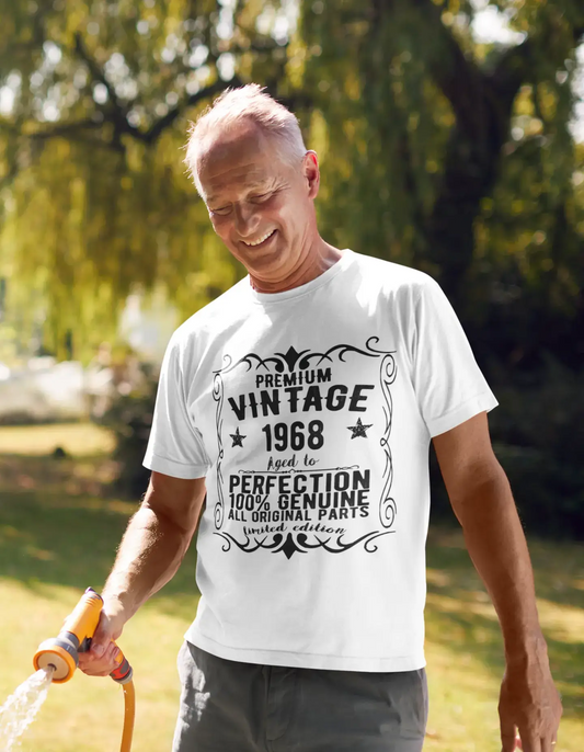 Premium Vintage Jahr 1968, Weiß, Kurzarm-Rundhals-T-Shirt für Herren, Geschenk-T-Shirt 00349