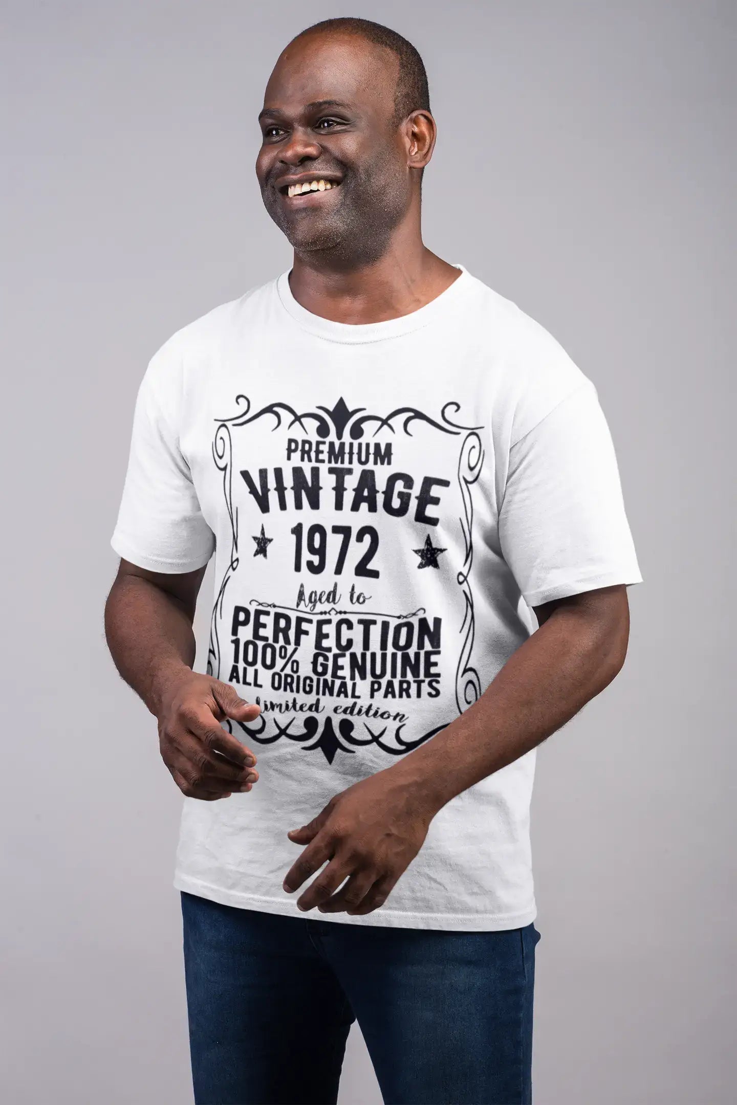Premium Vintage Year 1972, White, Men's Short Sleeve Round Neck T-shirt, gift t-shirt 00349