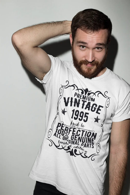 Premium Vintage Year 1995, White, Men's Short Sleeve Round Neck T-shirt, gift t-shirt 00349