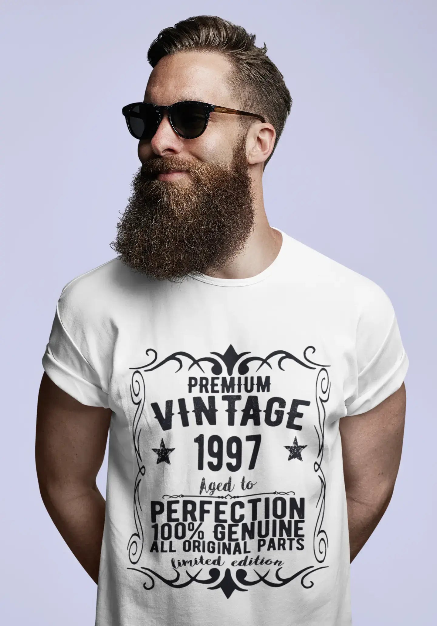 Premium Vintage année 1997, blanc, T-shirt à manches courtes et col rond pour hommes, t-shirt cadeau 00349