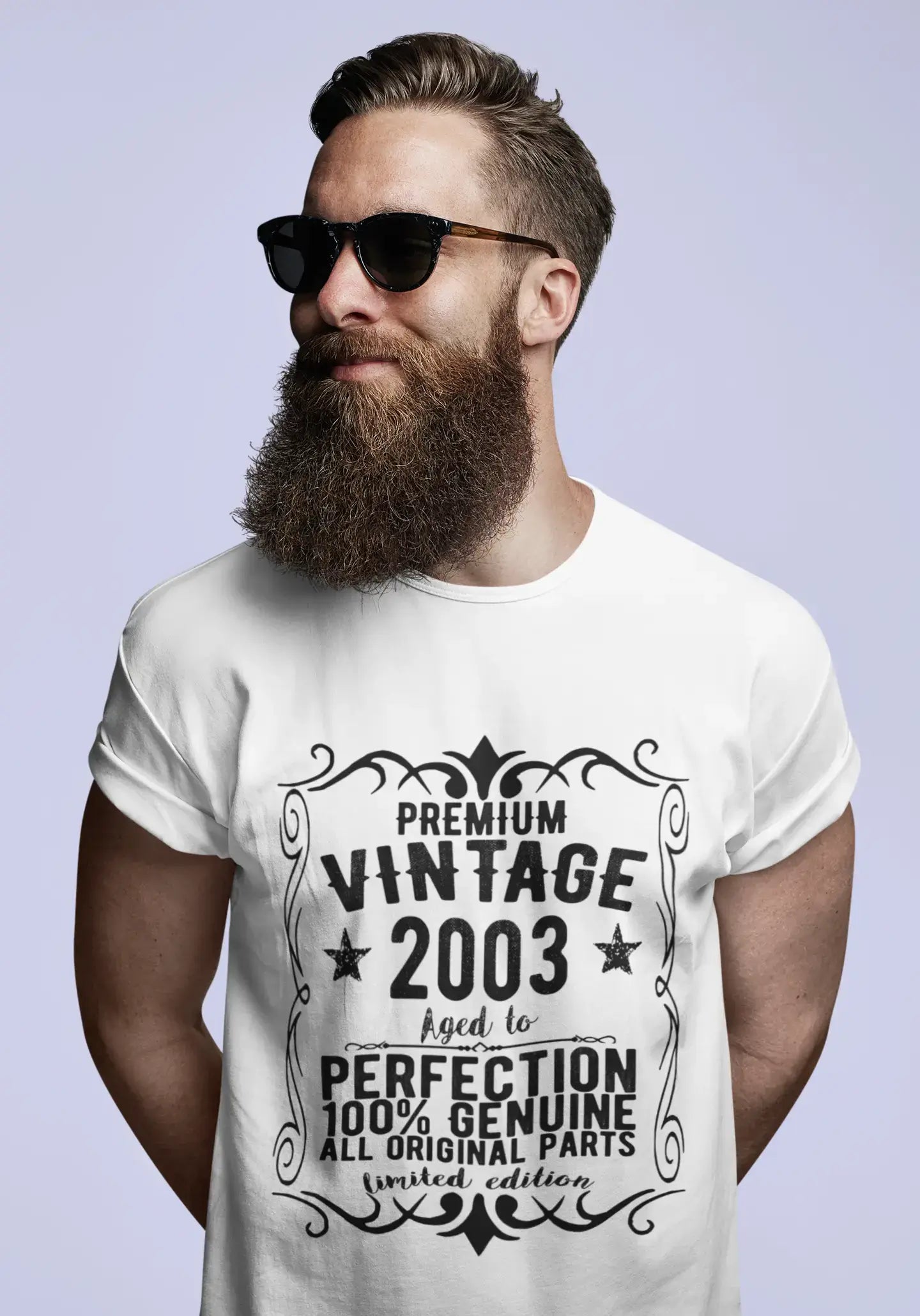 Premium Vintage Jahr 2003, Weiß, Kurzarm-Rundhals-T-Shirt für Herren, Geschenk-T-Shirt 00349