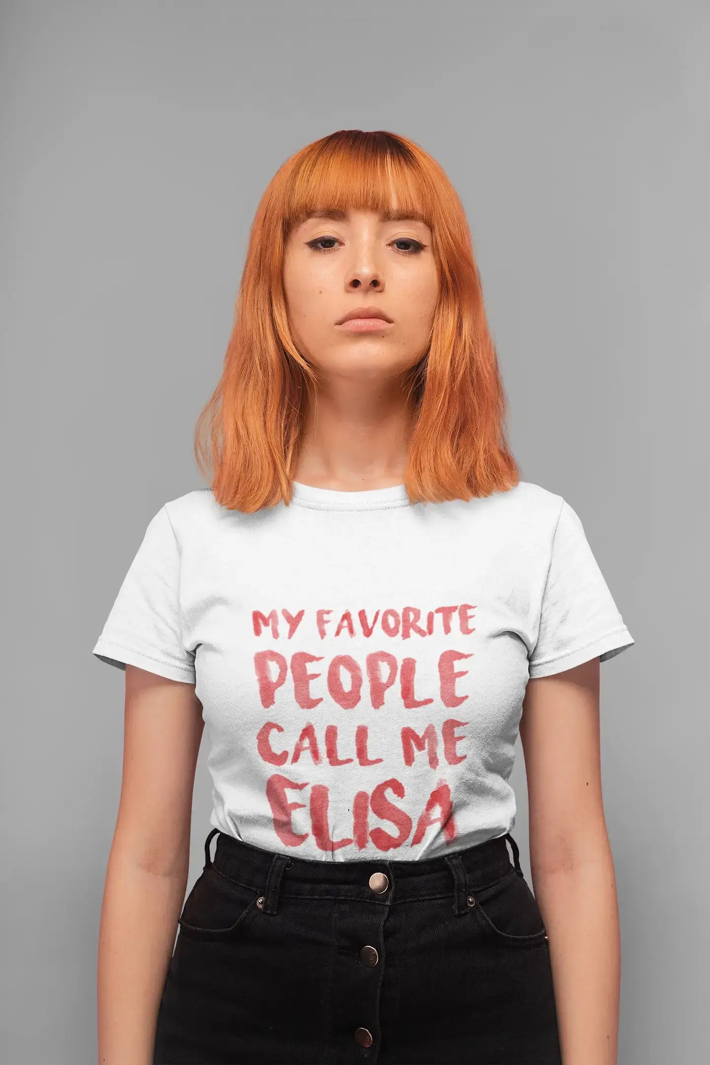 Mes gens préférés m'appellent Elisa, Blanc, T-shirt à manches courtes et col rond pour femme, t-shirt cadeau 00364