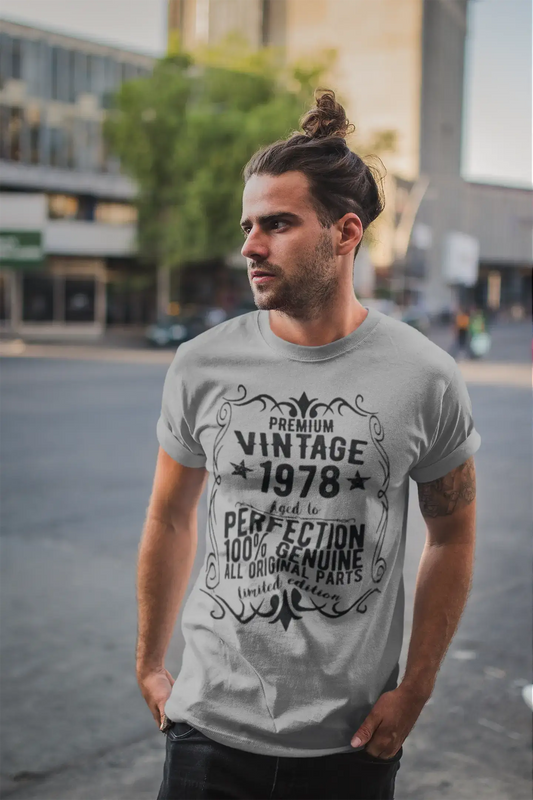 Premium Vintage année 1978, gris, T-shirt à manches courtes et col rond pour hommes, t-shirt cadeau 00366