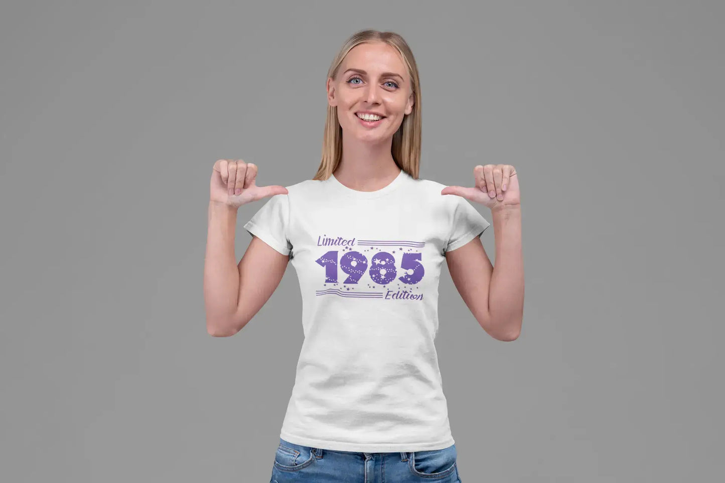 Star en édition limitée de 1985, T-shirt pour femmes, blanc, cadeau d'anniversaire 00382