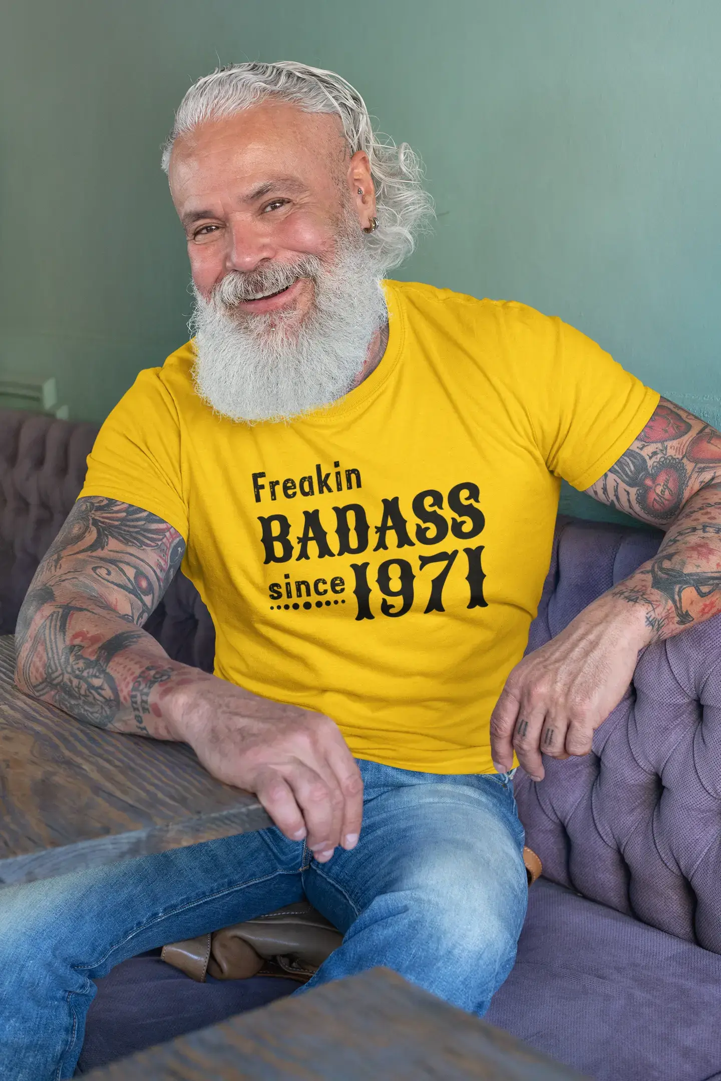 Freakin Badass Since 1971 Men's T-shirt Lemon Birthday Gift 00396