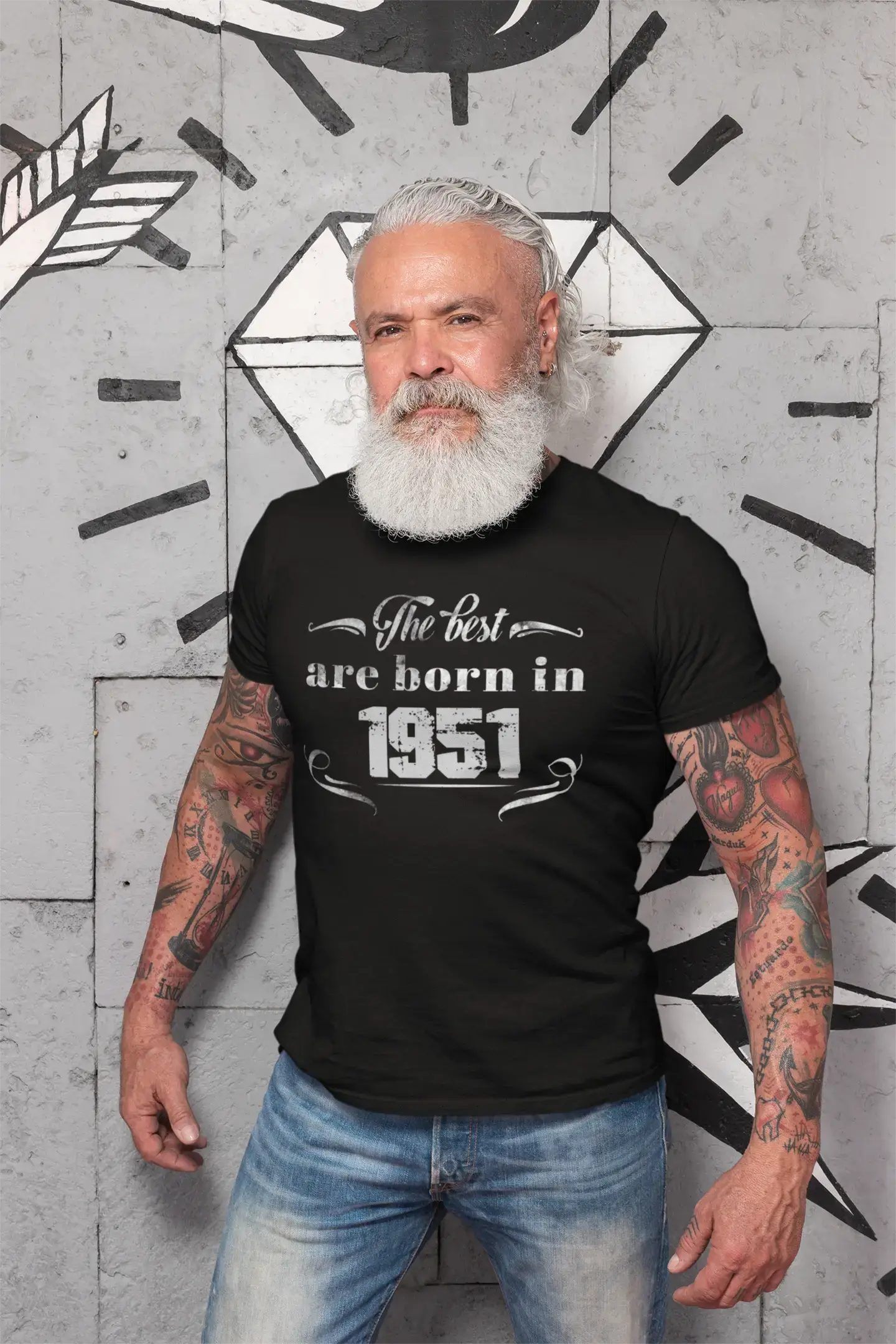 The Best are Born in 1951 Men's T-shirt Noir Anniversaire Cadeau 00397