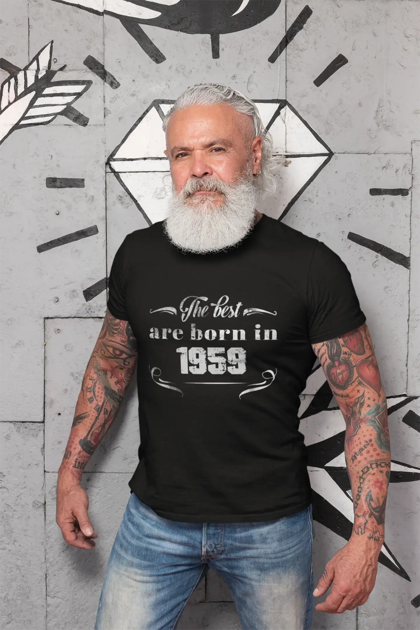 The Best are Born in 1959 Men's T-shirt Black Birthday Gift 00397