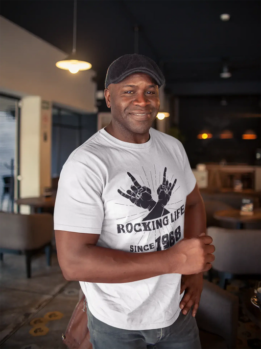 Rocking Life Since 1968 Men's T-shirt White Birthday Gift Round Neck 00400