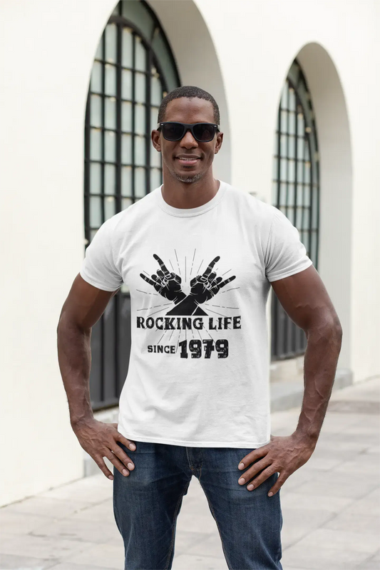 Rocking Life Since 1979 Herren T-Shirt Weiß Geburtstagsgeschenk 00400