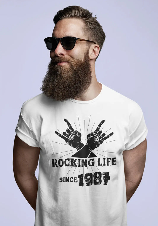 Rocking Life Since 1987 Herren T-Shirt Weiß Geburtstagsgeschenk 00400