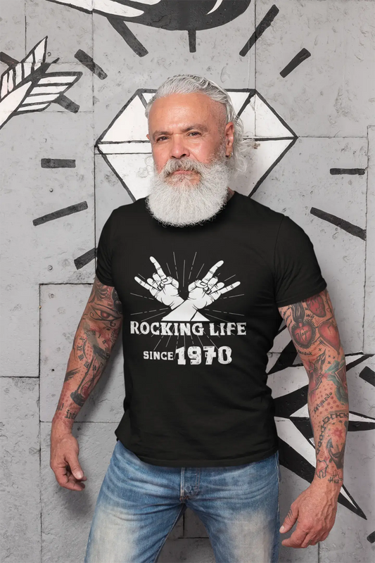 Rocking Life Since 1970 Men's T-shirt Noir Anniversaire Cadeau 00419