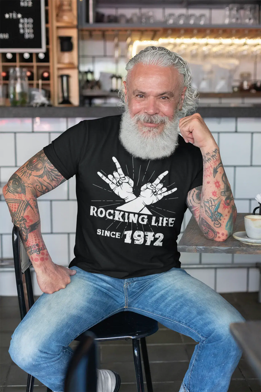 Rocking Life Since 1972 Men's T-shirt Noir Anniversaire Cadeau 00419