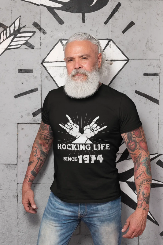 Rocking Life Since 1974 Men's T-shirt Black Birthday Gift 00419