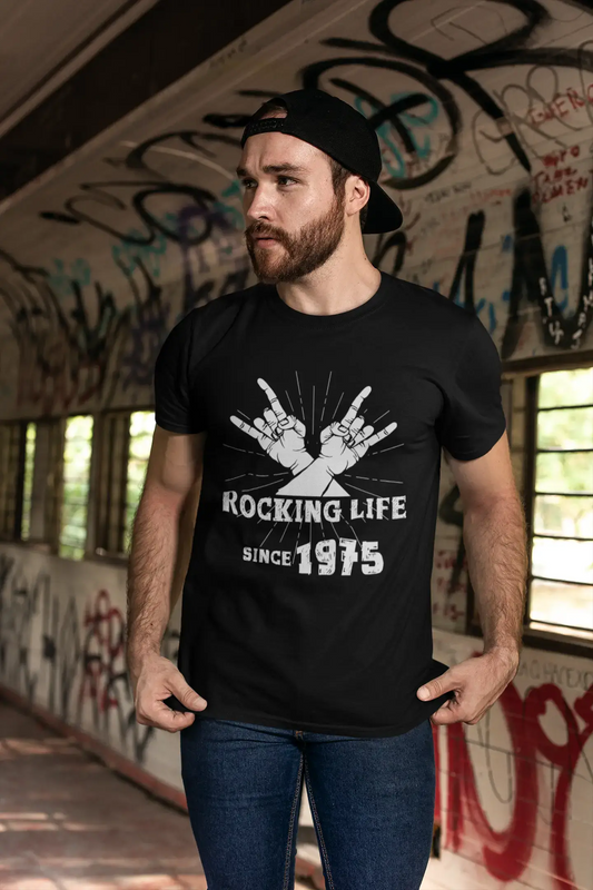 Rocking Life Since 1975 Men's T-shirt Black Birthday Gift 00419