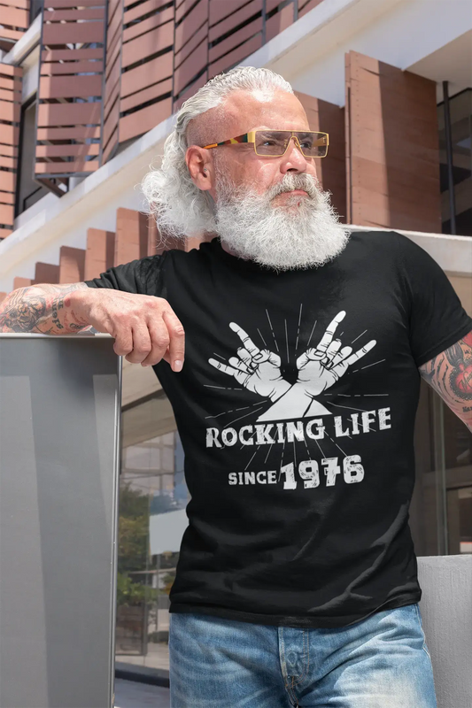 Rocking Life Since 1976 Men's T-shirt Noir Anniversaire Cadeau 00419