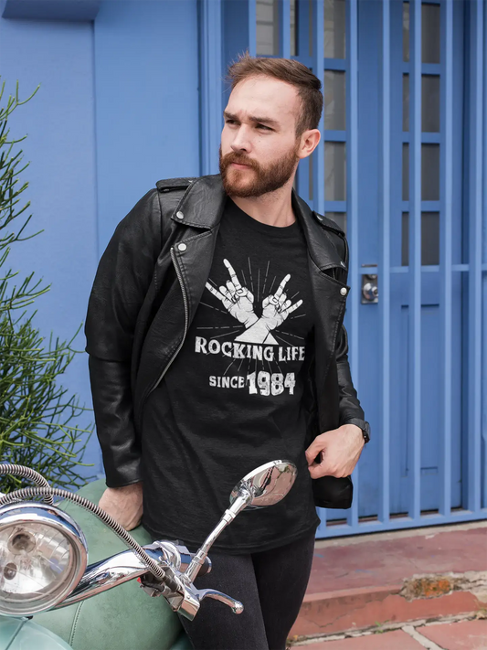 Rocking Life Since 1984 Men's T-shirt Black Birthday Gift 00419