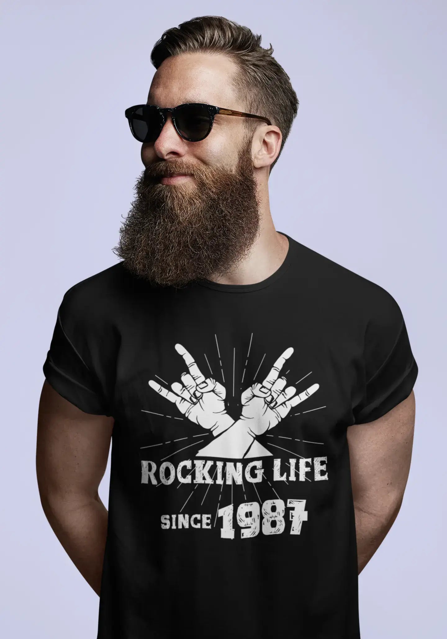 Rocking Life Since 1987 Men's T-shirt Black Birthday Gift 00419