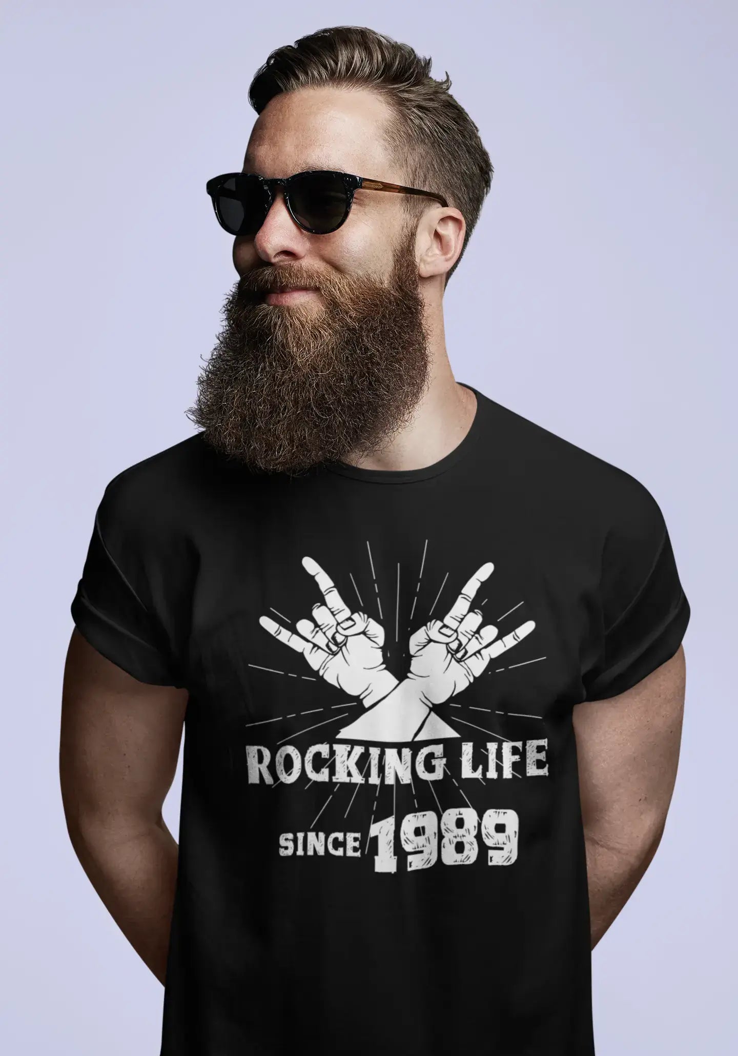 Rocking Life Since 1989 Men's T-shirt Noir Anniversaire Cadeau 00419