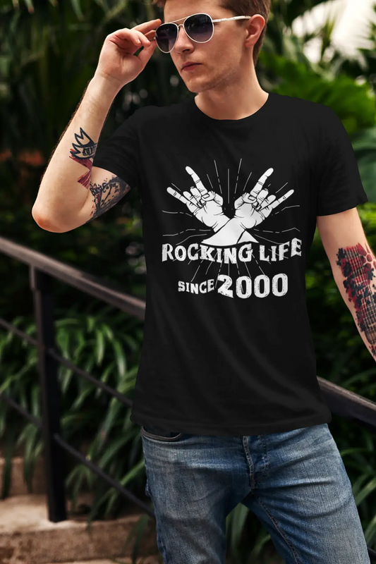 Rocking Life Since 2000 Men's T-shirt Noir Anniversaire Cadeau 00419