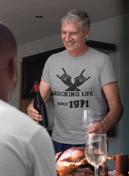 Rocking Life Since 1971 Men's T-shirt Gris Anniversaire Cadeau 00420