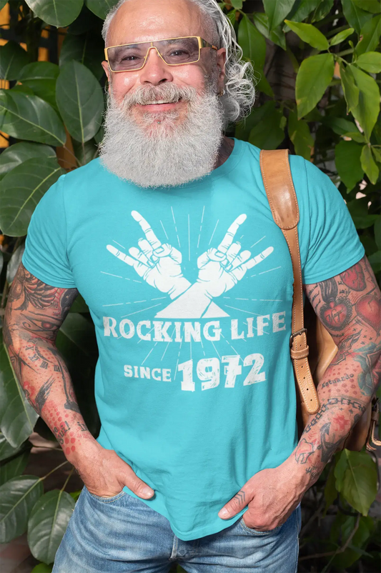 Rocking Life Since 1972 Men's T-shirt Bleu Anniversaire Cadeau 00421