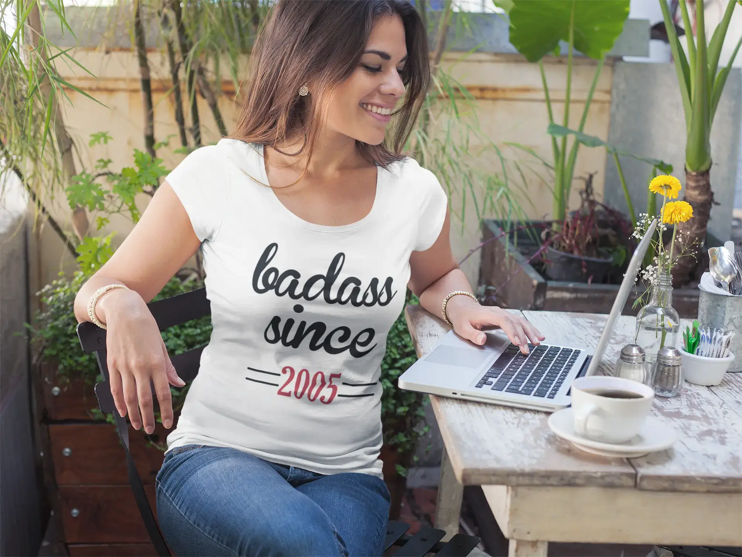 Badass Since 2005 Women's T-shirt White Birthday Gift 00431