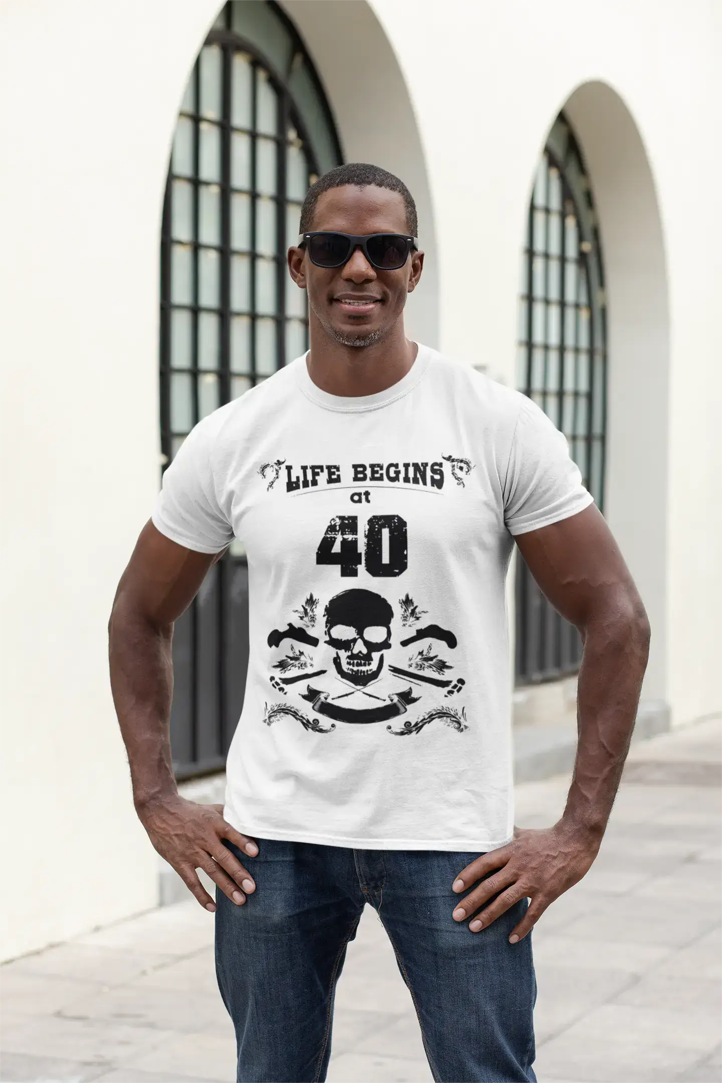 Life Begins at 40 Men's T-shirt White Birthday Gift 00448