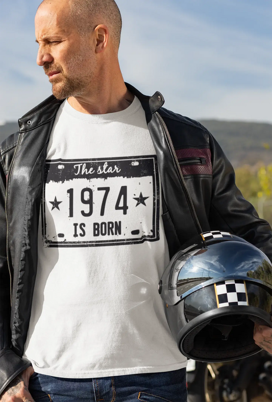 The Star 1974 is Born Men's T-shirt Blanc Anniversaire Cadeau 00453