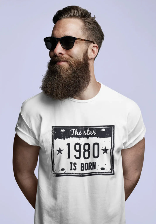 The Star 1980 is Born Men's T-shirt White Birthday Gift 00453