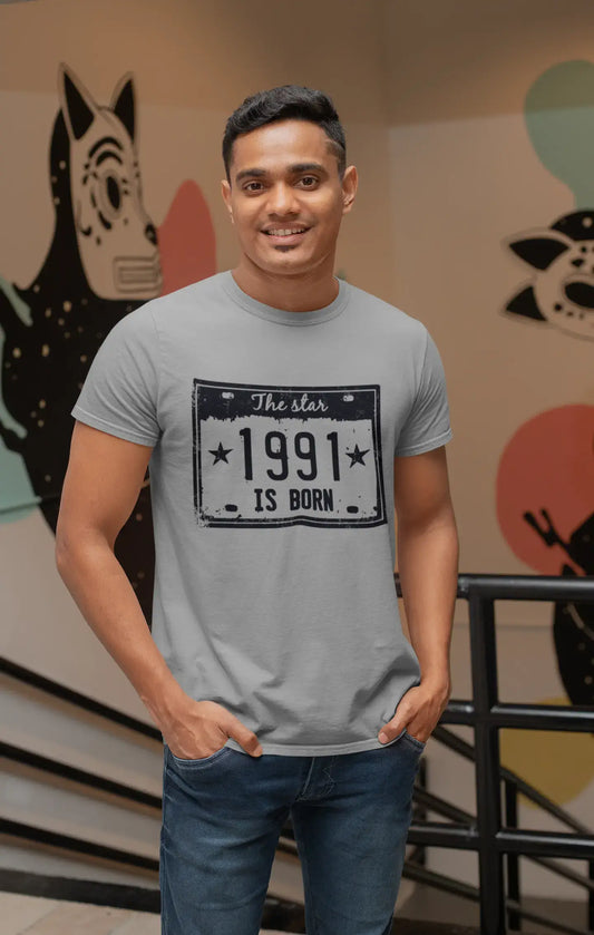 The Star 1991 is Born Men's T-shirt Grey Birthday Gift 00454