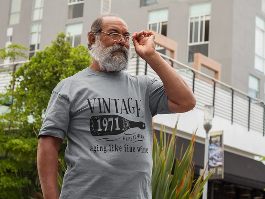 1971 Aging Like a Fine Wine Men's T-shirt Grey Birthday Gift 00459