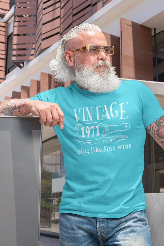 1971 Aging Like a Fine Wine Men's T-shirt Blue Birthday Gift 00460