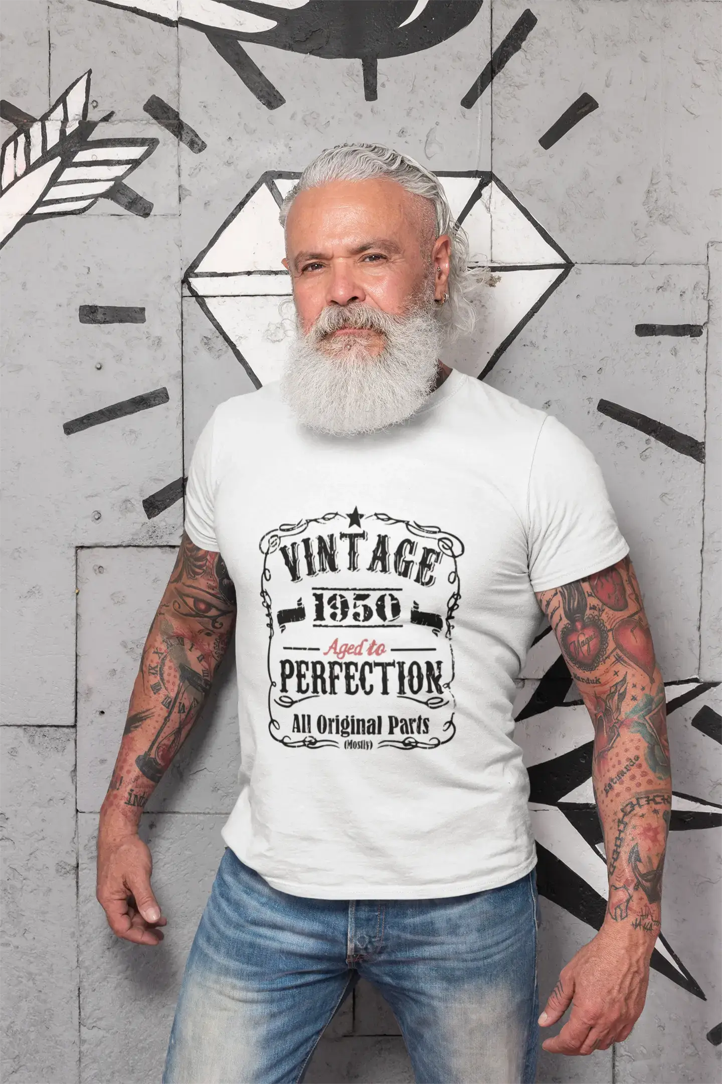 1950 Vintage vieilli à la perfection T-shirt <span>homme</span> <span>blanc</span> <span>cadeau</span> <span>d'anniversaire</span> 00488