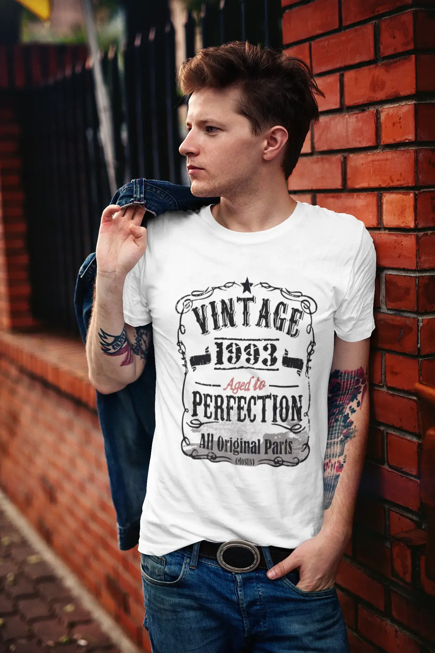 T-shirt <span>blanc</span> <span>pour hommes,</span> Vintage, vieilli à la perfection, <span>cadeau</span> <span>d'anniversaire,</span> 1993, 00488