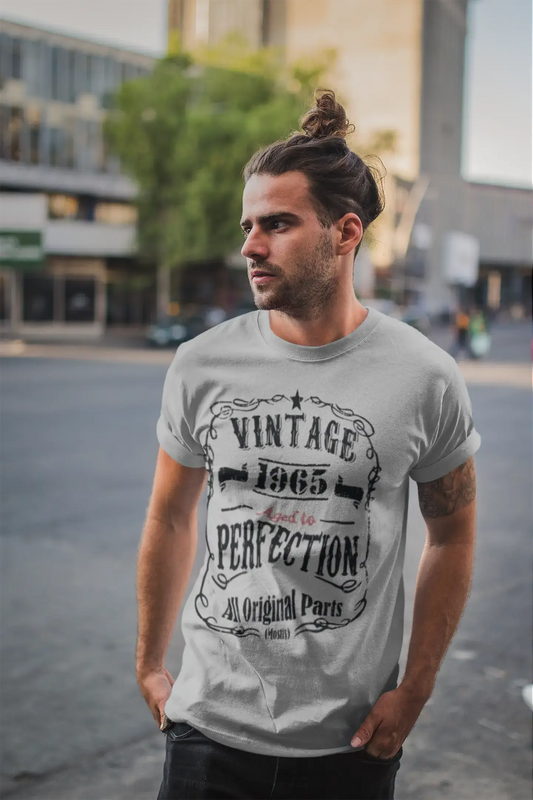 T-shirt Vintage Aged to Perfection <span>pour hommes,</span> <span>gris</span> , <span>cadeau</span> <span>d'anniversaire,</span> 1965, 00489