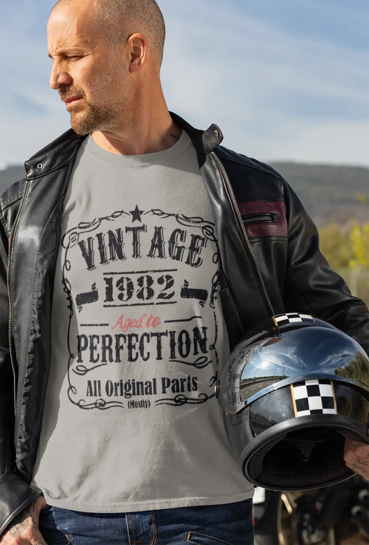 1982 Vintage Aged to Perfection Men's T-shirt Grey Birthday Gift 00489