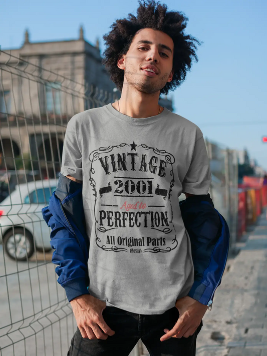 2001 Vintage Aged to Perfection Men's T-shirt Grey Birthday Gift 00489
